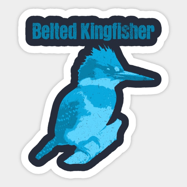 Belted Kingfisher – Bold Blue Bird Art Sticker by DonWillisJrArt